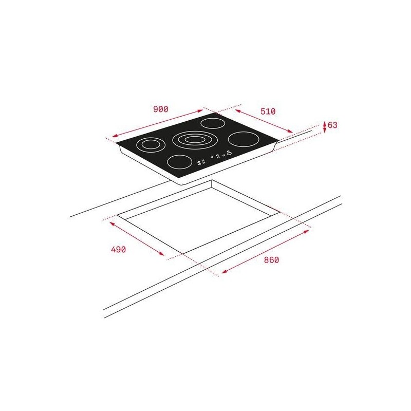 Placa Vitrocerámica TEKA TR 951 90cm Bisel 5f - Devoraprecios