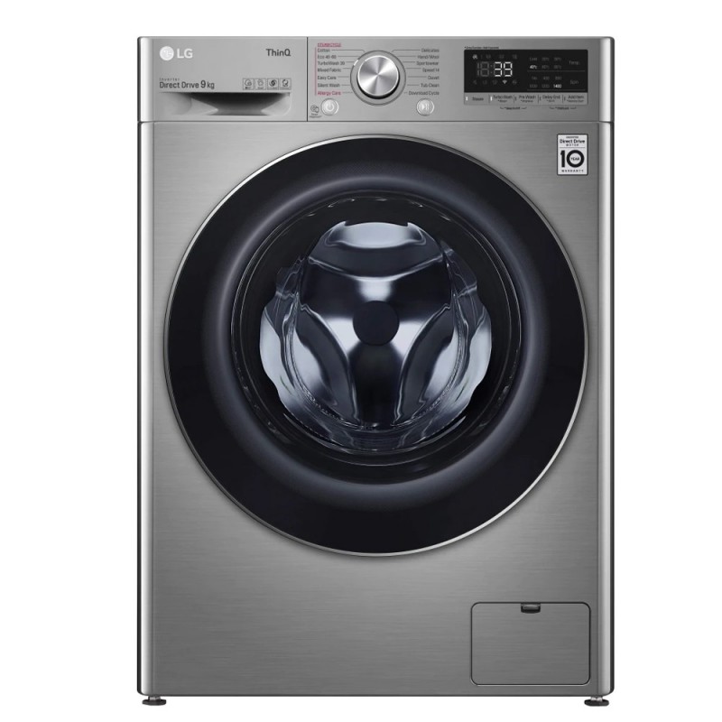 Lavadora LG Inox 9Kg Vapor Wifi IA - Devoraprecios