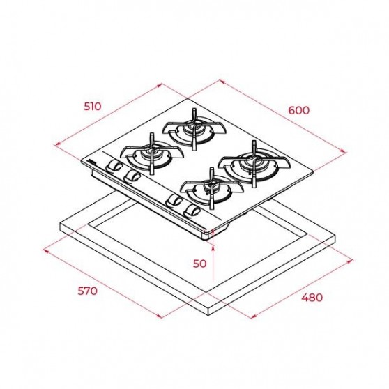 Placa Gas TEKA GBC64000KBB Butano 4f