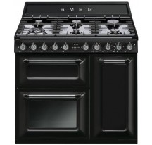 Cocina Gas SMEG TR93BL 90cm Negro Inox 6f