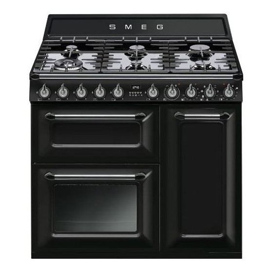 Cocina Gas SMEG TR93BL 90cm Negro Inox 6f