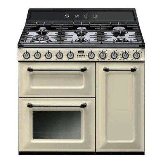 Cocina Gas SMEG TR93P 90cm Crema Inox 6f