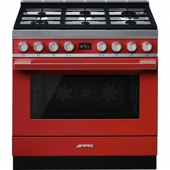 Cocina Gas y Elctrica SMEG CPF9GPR Rojo