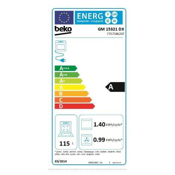 Cocina Gas BEKO GM 15310 DB Negro 5f 90cm - Devoraprecios