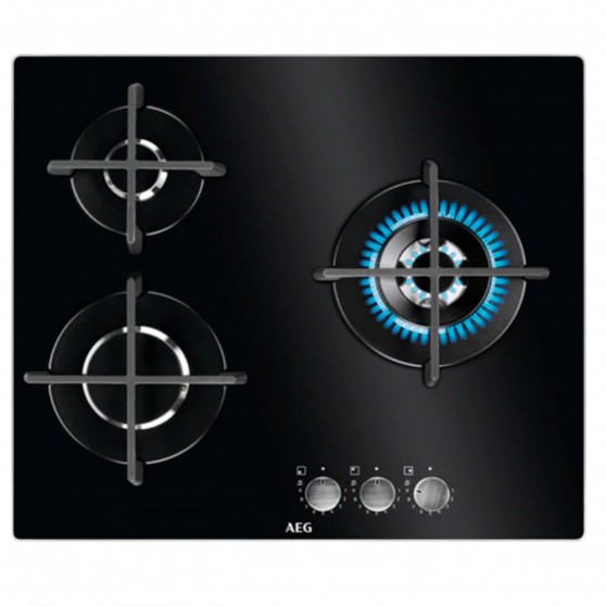 Placa Gas AEG HKB63320NB 3f Cristal Negro