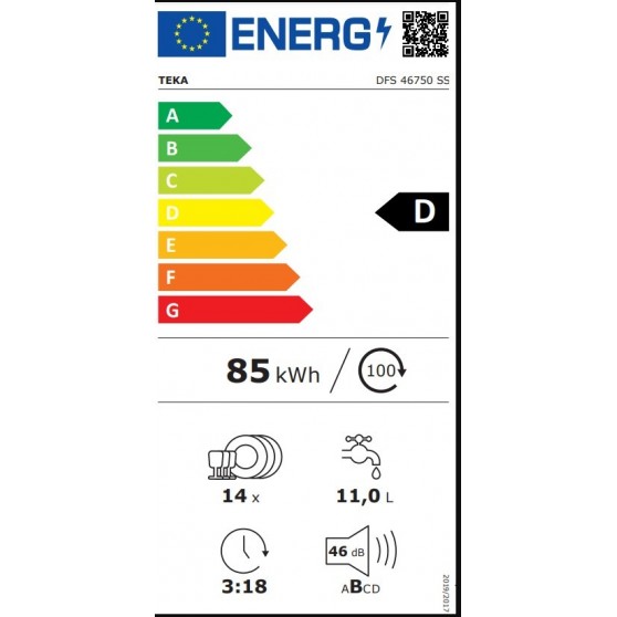 Lavavajillas de libre instalación Teka DFS 46750 de 60cm