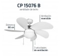 Ventilador Techo ORBEGOZO CP15076B Blanco 80cm
