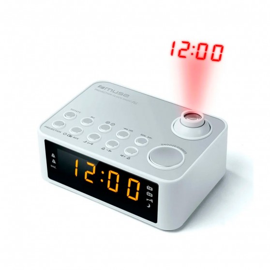 Radio Despertador MUSE M-178 PW Blanco Proyector