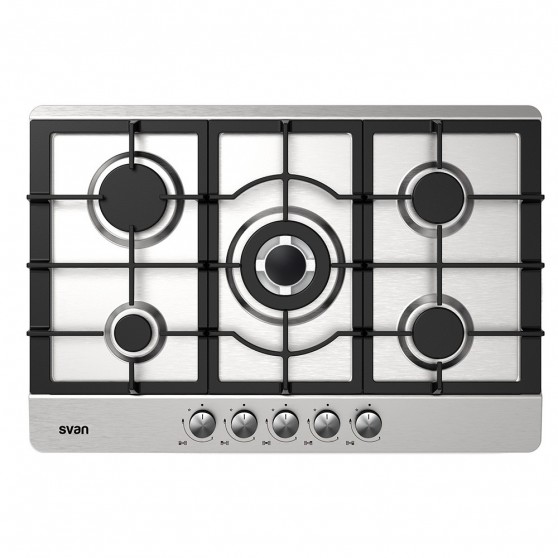 Placa Gas SVAN SGW57500X 5f 75cm Inox Wok