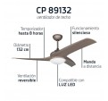 Ventilador Techo ORBEGOZO CP89132 132cm
