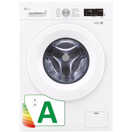 Lavadora LG F4X1008NWH Blanco 8Kg 1400 Vapor A