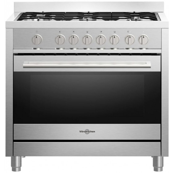 Cocina Gas VITROKITCHEN ST9060IB Butano Inox 5 fuegos 90cm