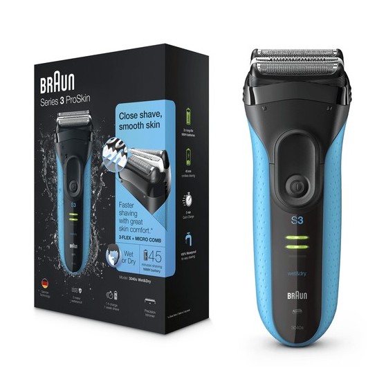 Braun Series 3 3040s Mquina de afeitar de lminas Recortadora Negro, Azul
