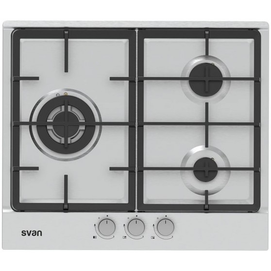Placa Gas SVAN SGW3600X 3 Zonas Acero Inox