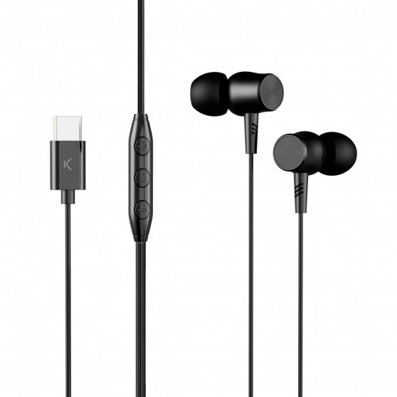 Auriculares con Cable KSIX BAU01N USB-C Negro