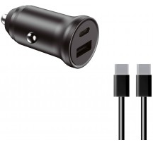 Cargador KSIX BXCRC20W Black USB-A + USB-C