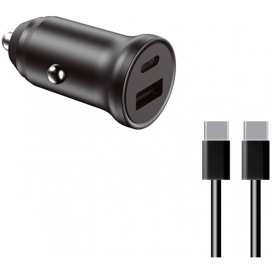 Cargador KSIX BXCRC20W Black USB-A + USB-C