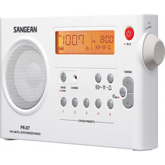 Radio Despertador Porttil SANGEAN PR-D7 Blanco